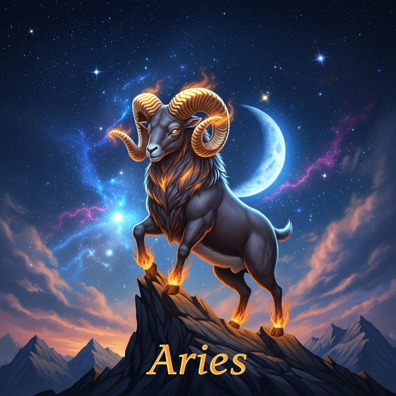 Aries Zodiac Sign: Powerful Ram Under Stars
