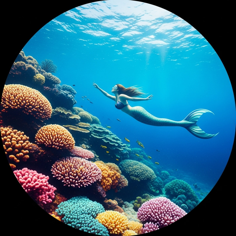 Enchanting Mermaid Amidst Colorful Coral Reefs Enchanting Mermaid Amidst Colorful Coral Reefs