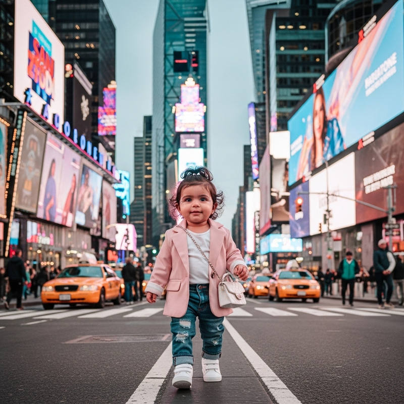 Stylish Baby Girl Fashion - Times Square United States Stylish Baby Girl Fashion - Times Square United States