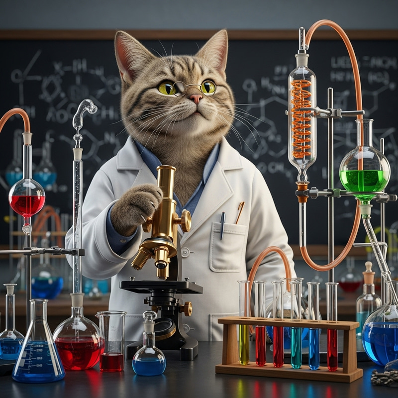 Cat Scientist in Laboratory Cat Scientist in Laboratory