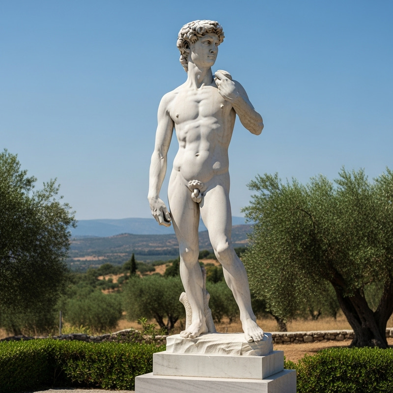 Ancient Greek David Art: Sculpture of Youthful Male in Contrapposto Stance Ancient Greek David Art: Sculpture of Youthful Male in Contrapposto Stance