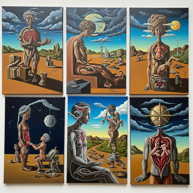 Surrealist Paintings Exploring Mental Health Journeys