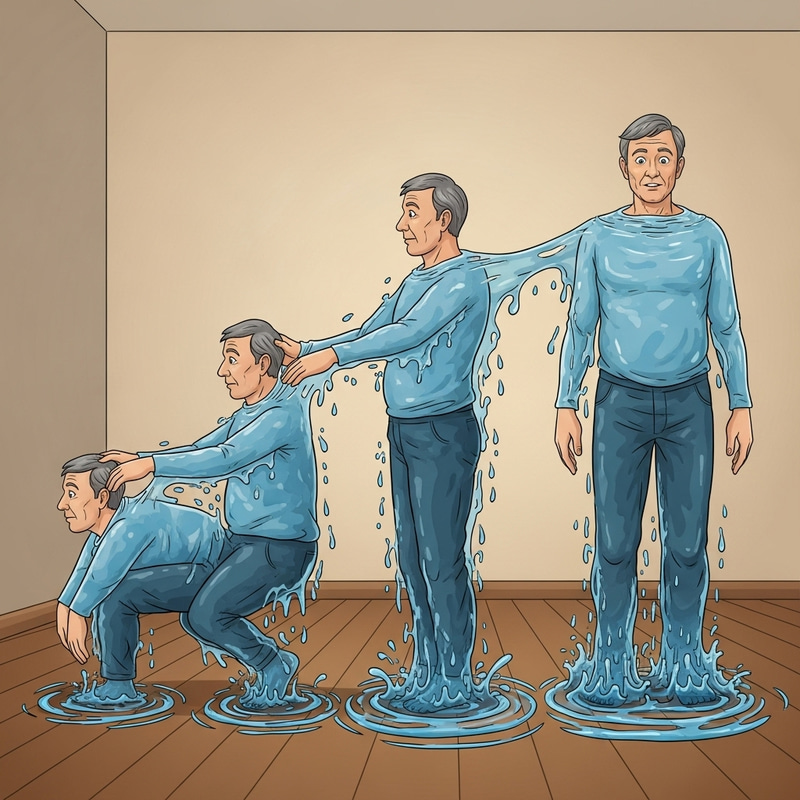 Man Transforming into Water - Surreal Sequence Illustration