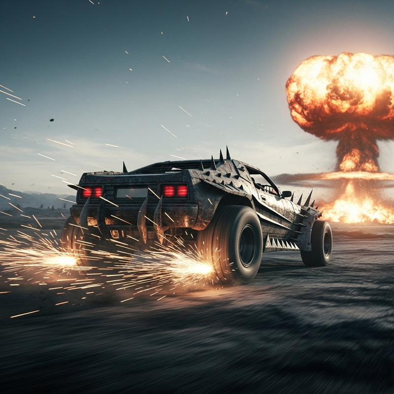 Post-Apocalyptic Car Chase: A Dystopian Escape Post-Apocalyptic Car Chase: A Dystopian Escape