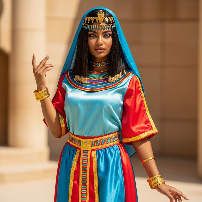 Young Egyptian Maid in Colorful Silk Attire Young Egyptian Maid in Colorful Silk Attire