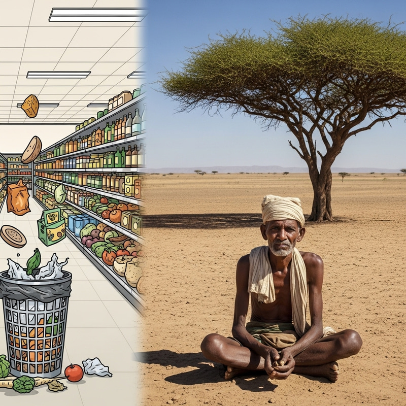 Global Food Waste Vs Starvation: A Stark Visual Contrast Global Food Waste Vs Starvation: A Stark Visual Contrast