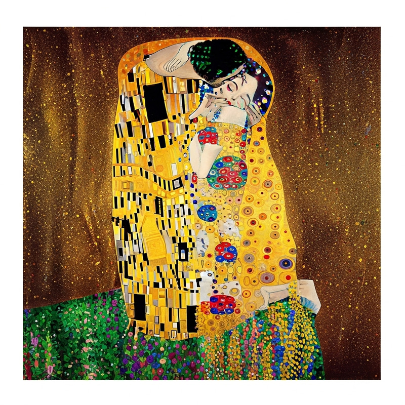 Vibrant Mosaic Artwork - Contemporary Masterpiece Inspired by Gustav Klimt