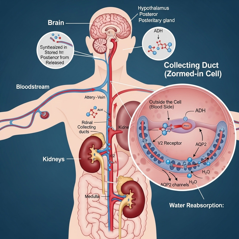 How ADH Works in the Human Body: Brain, Bloodstream & Kidneys