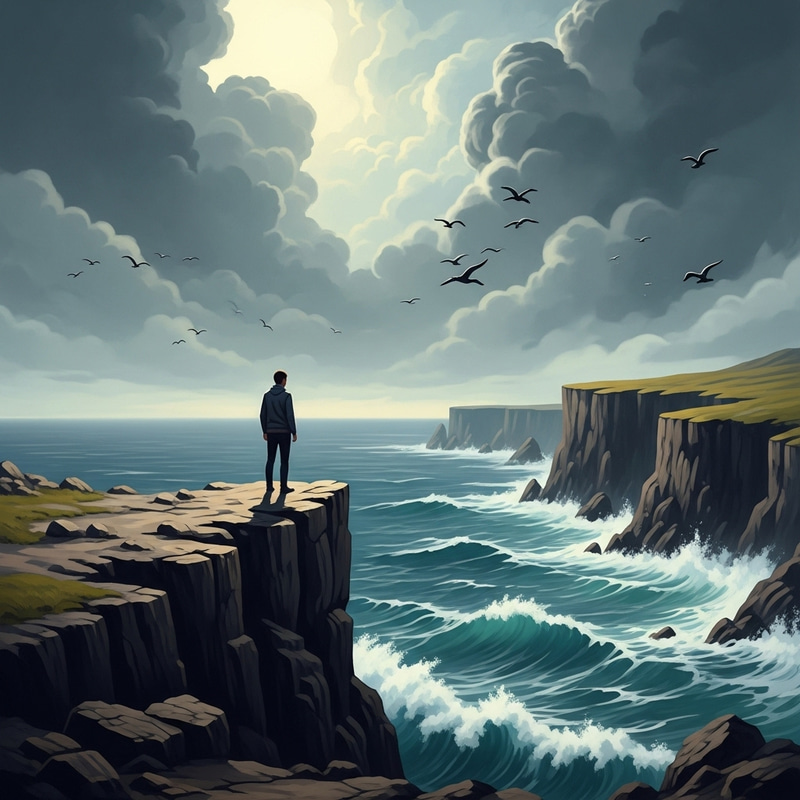 Existential Dread: Human Insignificance Amid Turbulent Nature