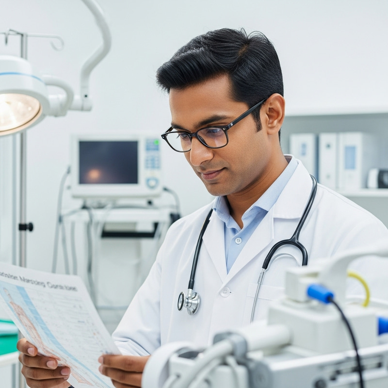 Experienced South Asian Doctor in Bright Room Experienced South Asian Doctor in Bright Room
