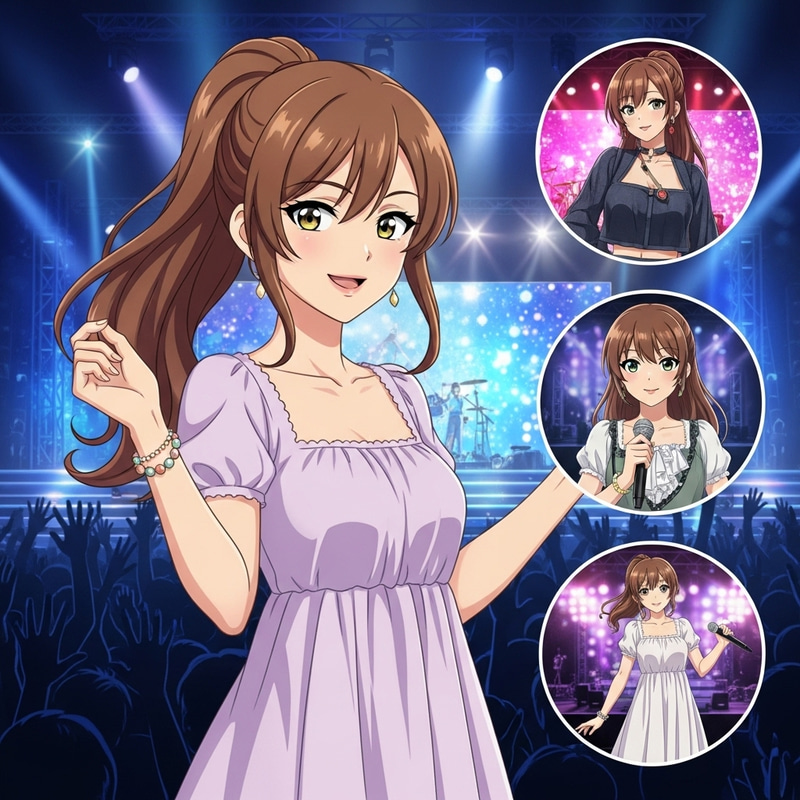 Ariana Grande Lookalike in Lavender Babydoll Minidress at Pop Music Concert Ariana Grande Lookalike in Lavender Babydoll Minidress at Pop Music Concert