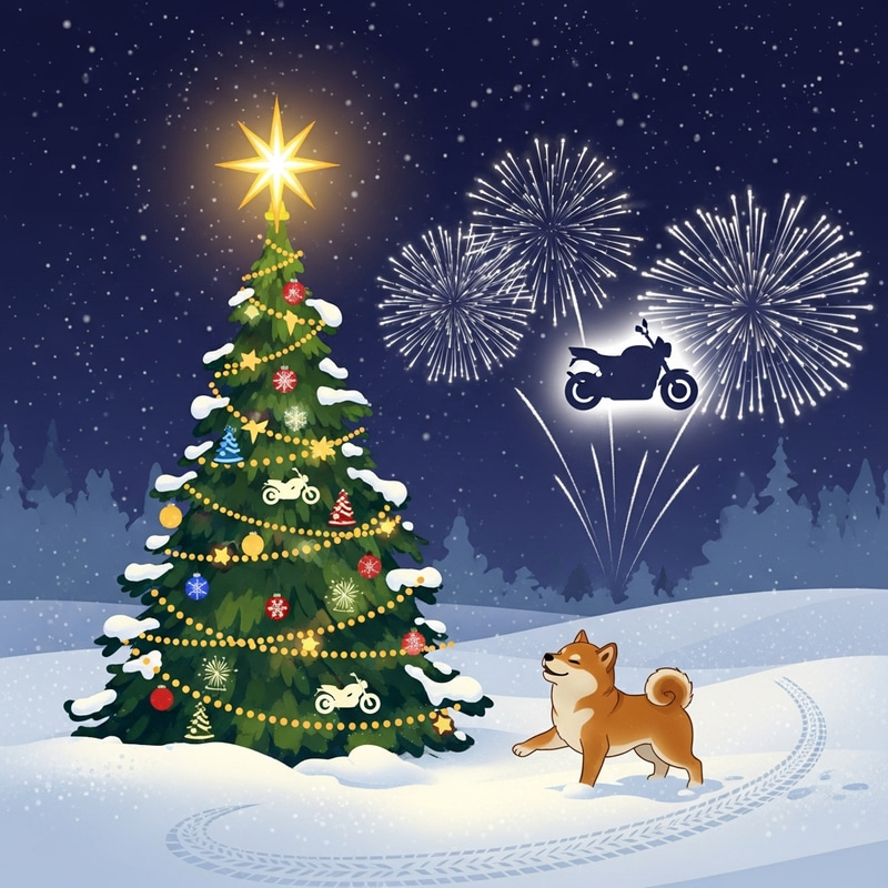 Slovakia Motorcycle Rental Company New Year's Greeting Card with Shiba Inu Slovakia Motorcycle Rental Company New Year's Greeting Card with Shiba Inu