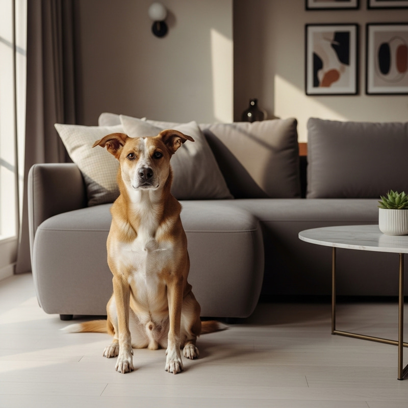 Dog Sitting Next to Couch Dog Sitting Next to Couch