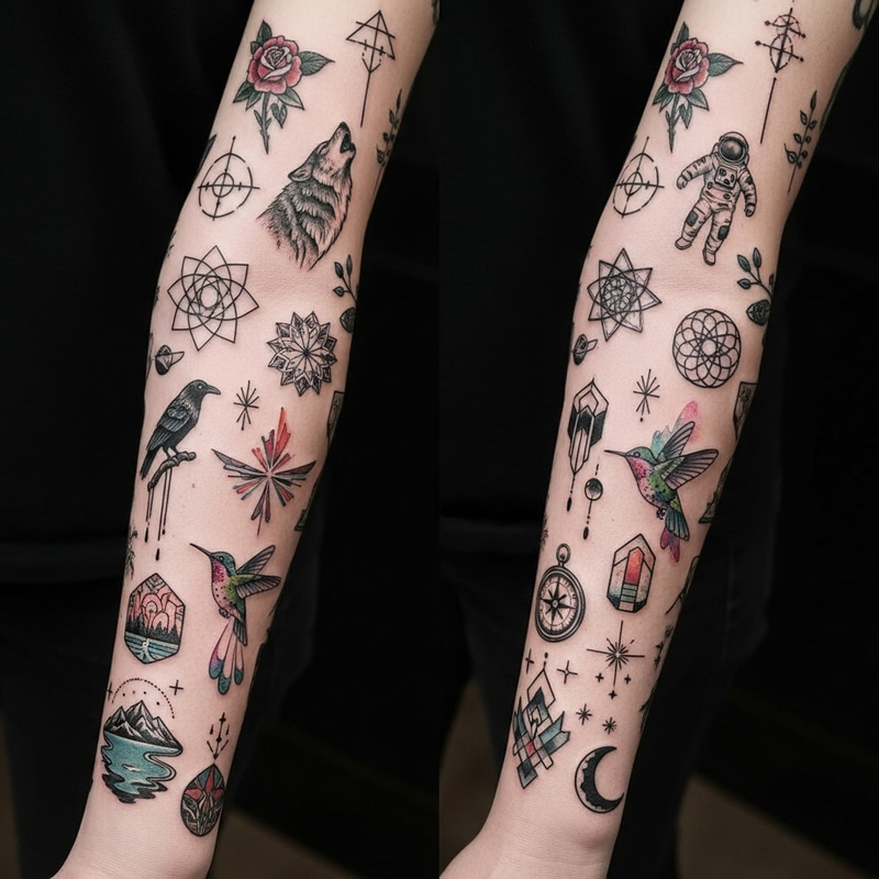 Intricate Miniature Tattoos - Styles & Motifs Composite