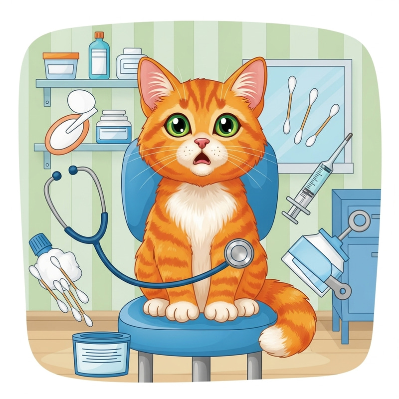 Cute Orange Cat Receiving Shock Treatment