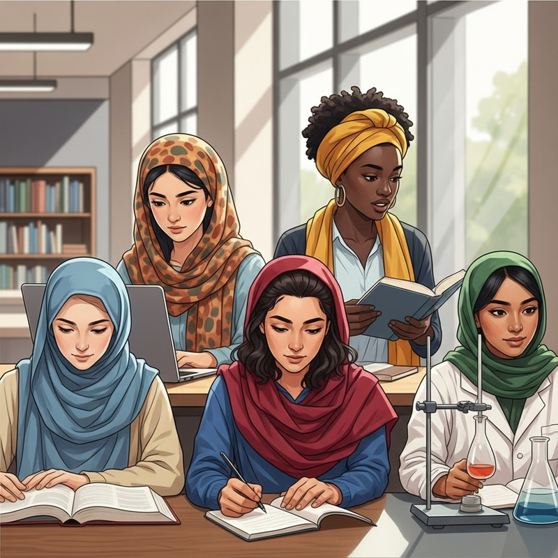 Respectful and Beautiful Female Students Wearing Headscarves