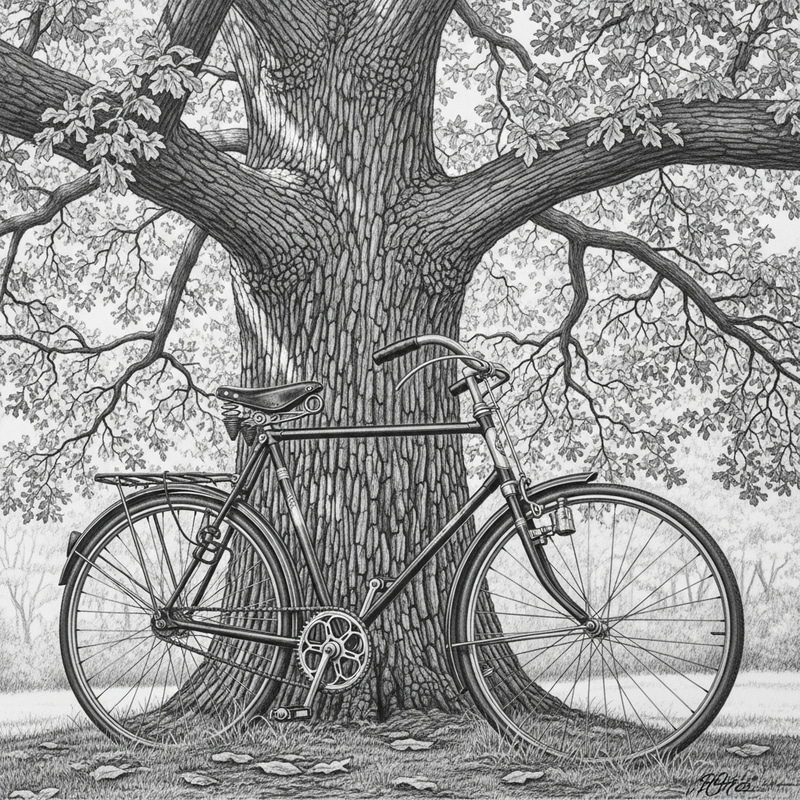 Vintage Bicycle Drawing | Nostalgia & Tranquility Sketch Vintage Bicycle Drawing | Nostalgia & Tranquility Sketch