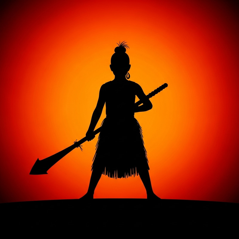Strong Maori Girl Warrior Silhouette Art