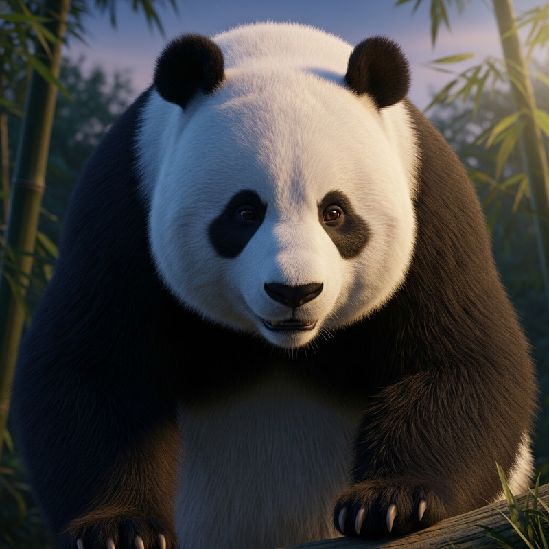Mature and Ambitious Giant Panda in Realist Cinematic Style Mature and Ambitious Giant Panda in Realist Cinematic Style
