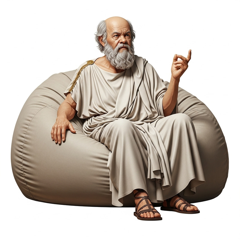 Socrates: Philosophical Sitting on a Comfortable Bean Bag Socrates: Philosophical Sitting on a Comfortable Bean Bag