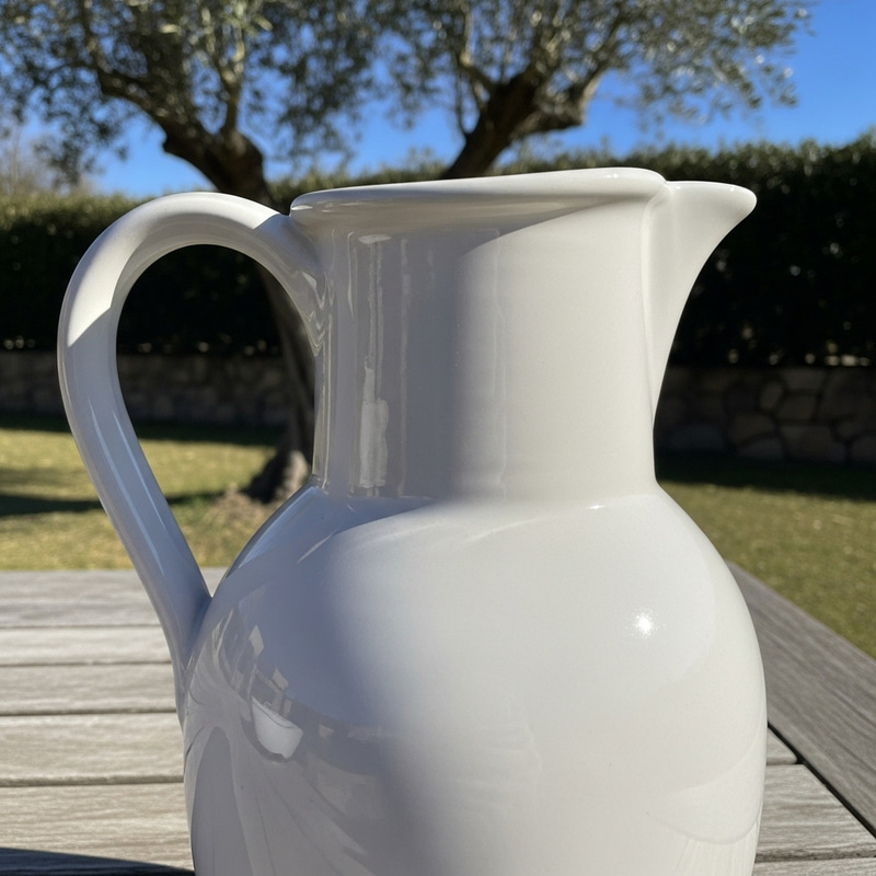 Traditional White Ceramic Jug for Serving Water