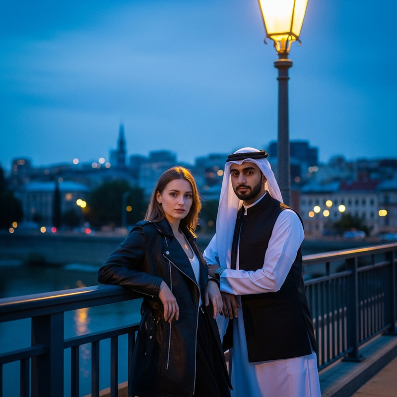 Twilight Bridge Romance | Warm Glow in City Twilight Bridge Romance | Warm Glow in City