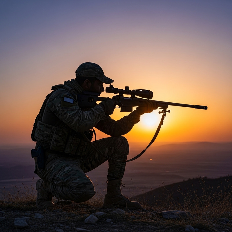 Sniper at Sunset: Tactical Serenity Sniper at Sunset: Tactical Serenity