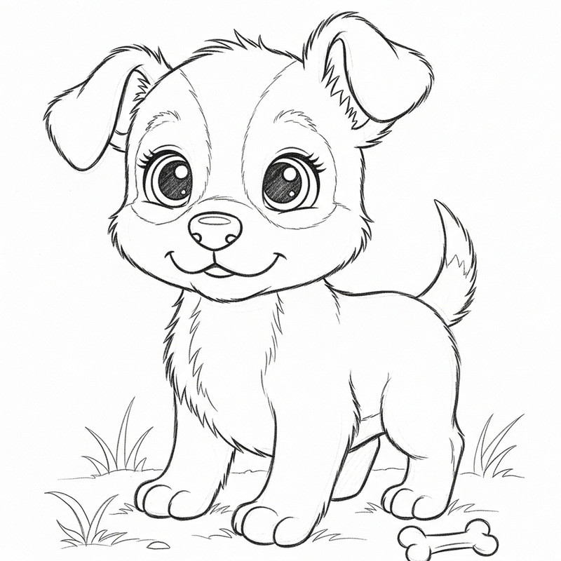 Adorable Puppy Pencil Sketch for Coloring Book | Draw with Expressive Eyes and Clear Lines Adorable Puppy Pencil Sketch for Coloring Book | Draw with Expressive Eyes and Clear Lines