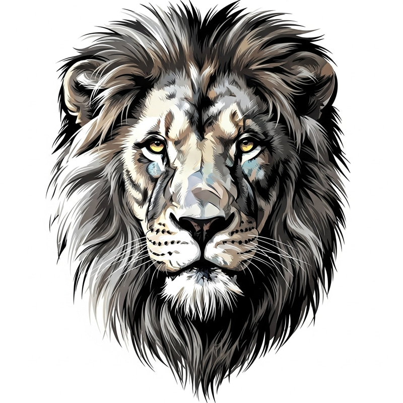 Abstract Lion Face Sticker - Minimalistic Black Streaks Design Abstract Lion Face Sticker - Minimalistic Black Streaks Design