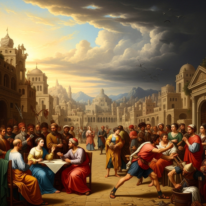 Eternal Conflict: Allegorical Painting on Human Condition