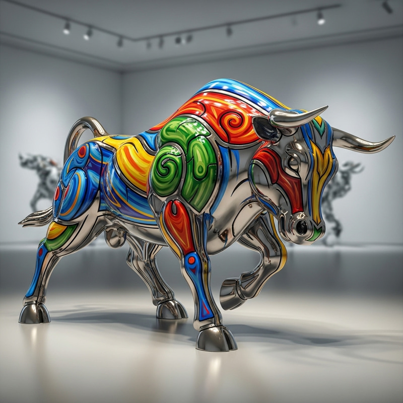 Majestic Steel Bull with Elegant Colors