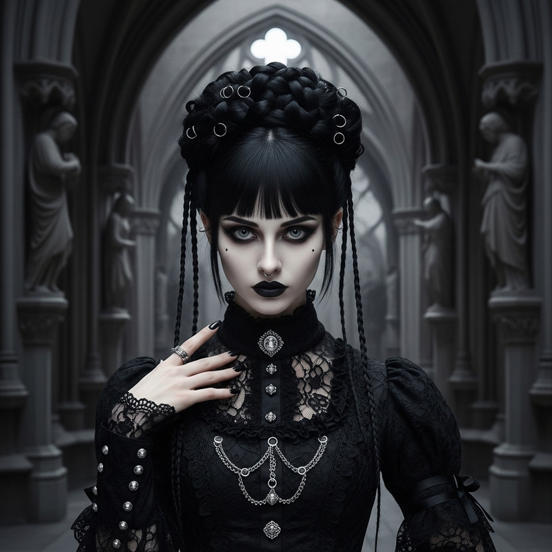 Gothic Girlfriend Fashion: Dark Makeup & Elaborate Braids Gothic Girlfriend Fashion: Dark Makeup & Elaborate Braids