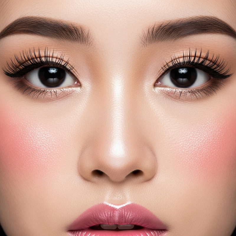 Radiant Black Eyes with Long Lashes and Glowing Cheeks