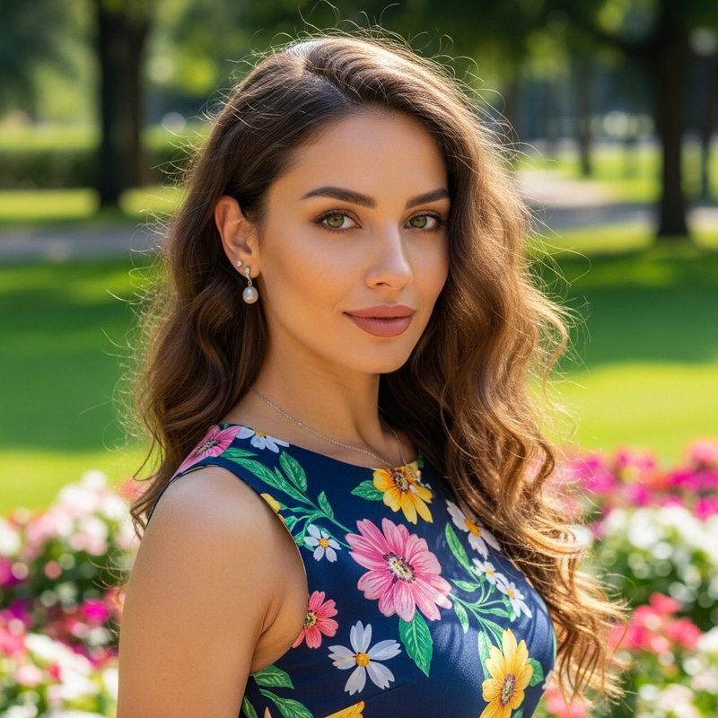 Graceful Woman in Chic Summer Dress Graceful Woman in Chic Summer Dress