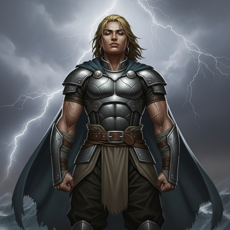 Stoic South Asian Figure with Dark Blond Hair | Tranquil Strength