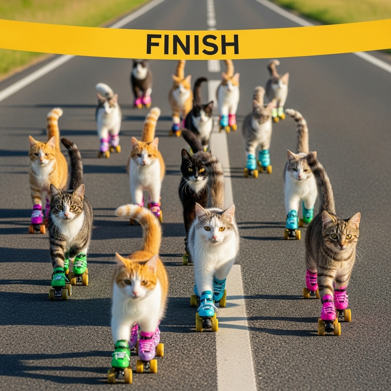 Cats Roller Skating in Summer Fun Cats Roller Skating in Summer Fun