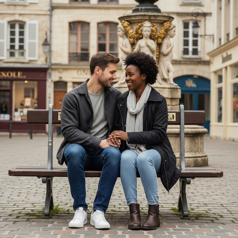 Romantic French City Bench Love Story Romantic French City Bench Love Story