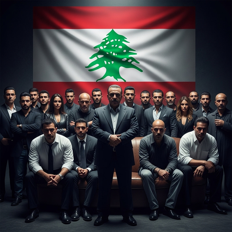 Lebanon Mafia Members With Lebanese Flag in Background