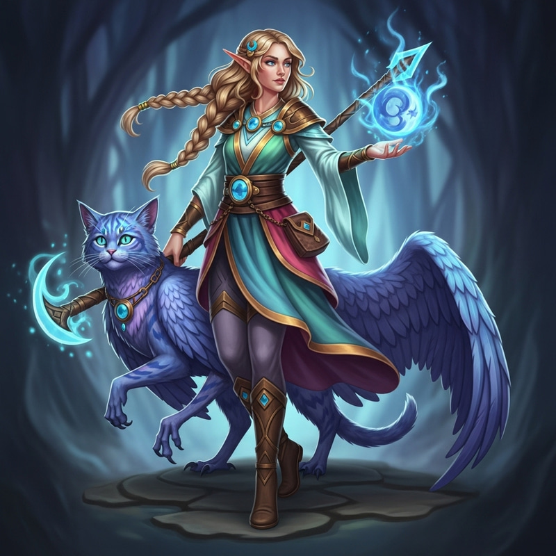 Half-Elf Moon Druid | Colorful Robes & Magical Power Half-Elf Moon Druid | Colorful Robes & Magical Power