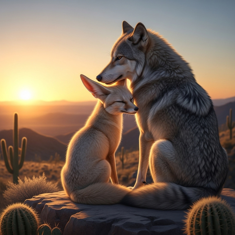 Wolf and Desert Fox In Love - Wildlife Romance | Beautiful Wildlife Photography Wolf and Desert Fox In Love - Wildlife Romance | Beautiful Wildlife Photography