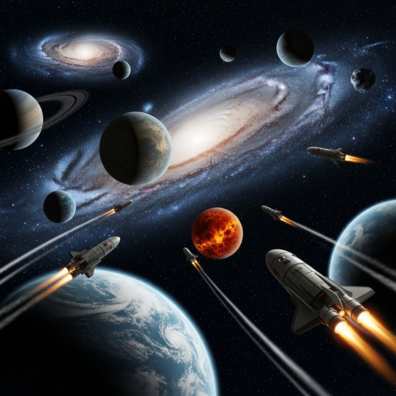 Explore Space: Milky Ways, Planets & Rocket Ships