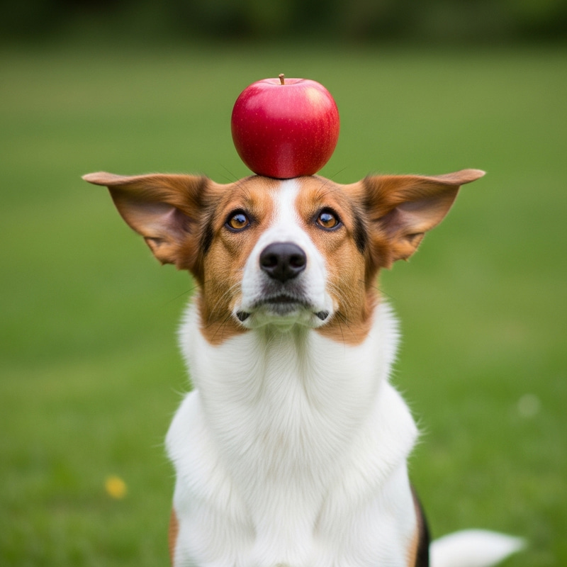 Adorable Dog Balancing Apple | Outdoor Pet Photography Adorable Dog Balancing Apple | Outdoor Pet Photography