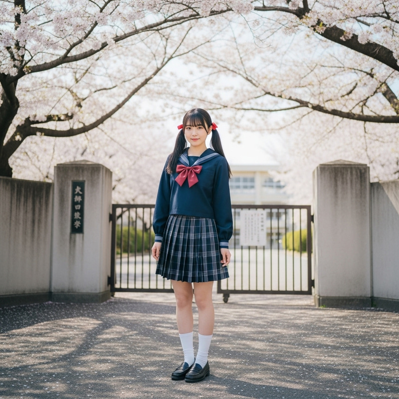 Japanese JK Girl in Navy Sailor Suit | Classic School Uniform