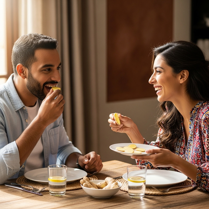 Middle-Eastern Man Feels Powerful Eating Ginger with His Wife Middle-Eastern Man Feels Powerful Eating Ginger with His Wife
