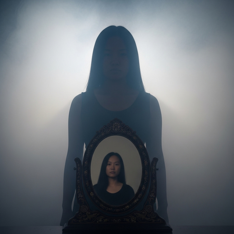 Mysterious Fog Surrounds Woman in Hidden Reflection