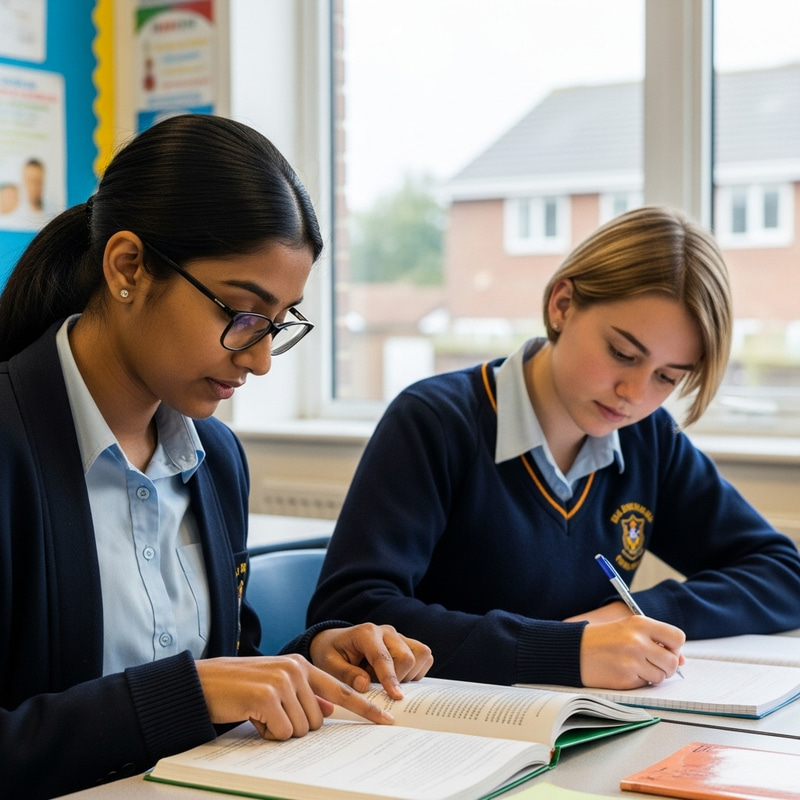 Student Girls Collaborating in School Setting Student Girls Collaborating in School Setting