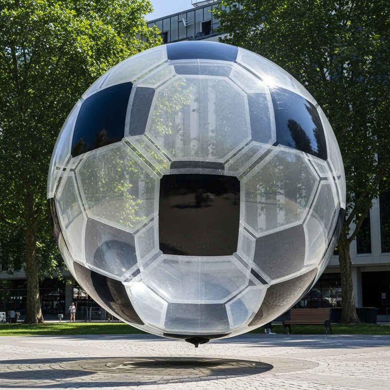 50ft Clear Glass Soccer Ball Suspended 10ft Above Ground 50ft Clear Glass Soccer Ball Suspended 10ft Above Ground