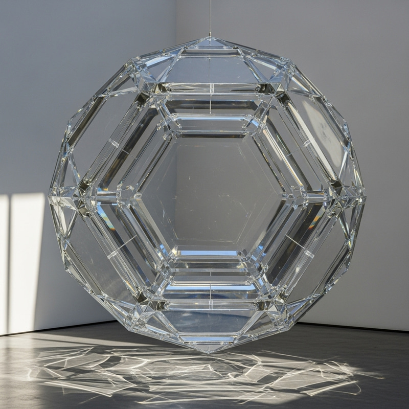 Large Clear Glass Dodecahedron Sculpture | Serene Studio Photo