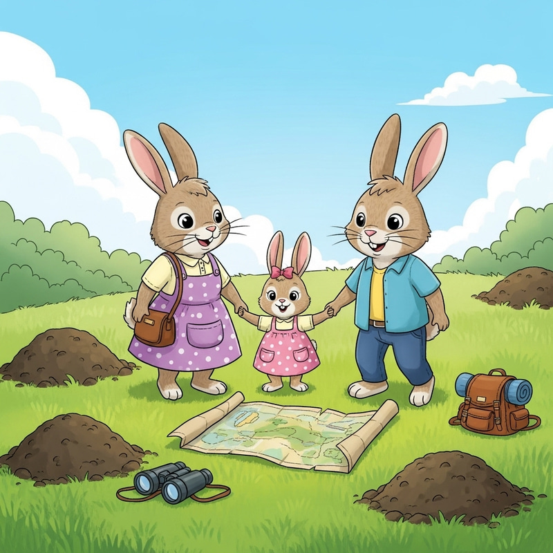 Adventurous Rabbit Family: Kids' Book Cover Art Adventurous Rabbit Family: Kids' Book Cover Art
