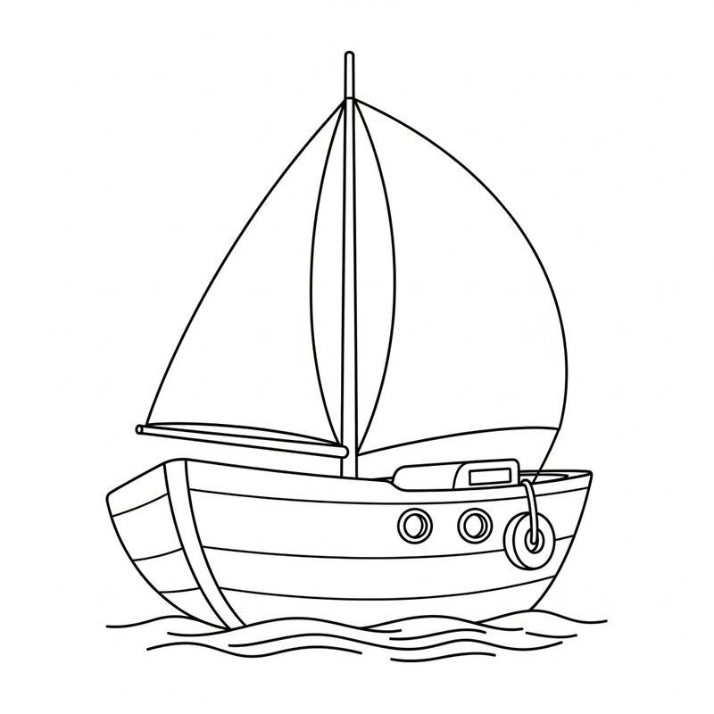 Adorable Boat Coloring Page for Toddlers